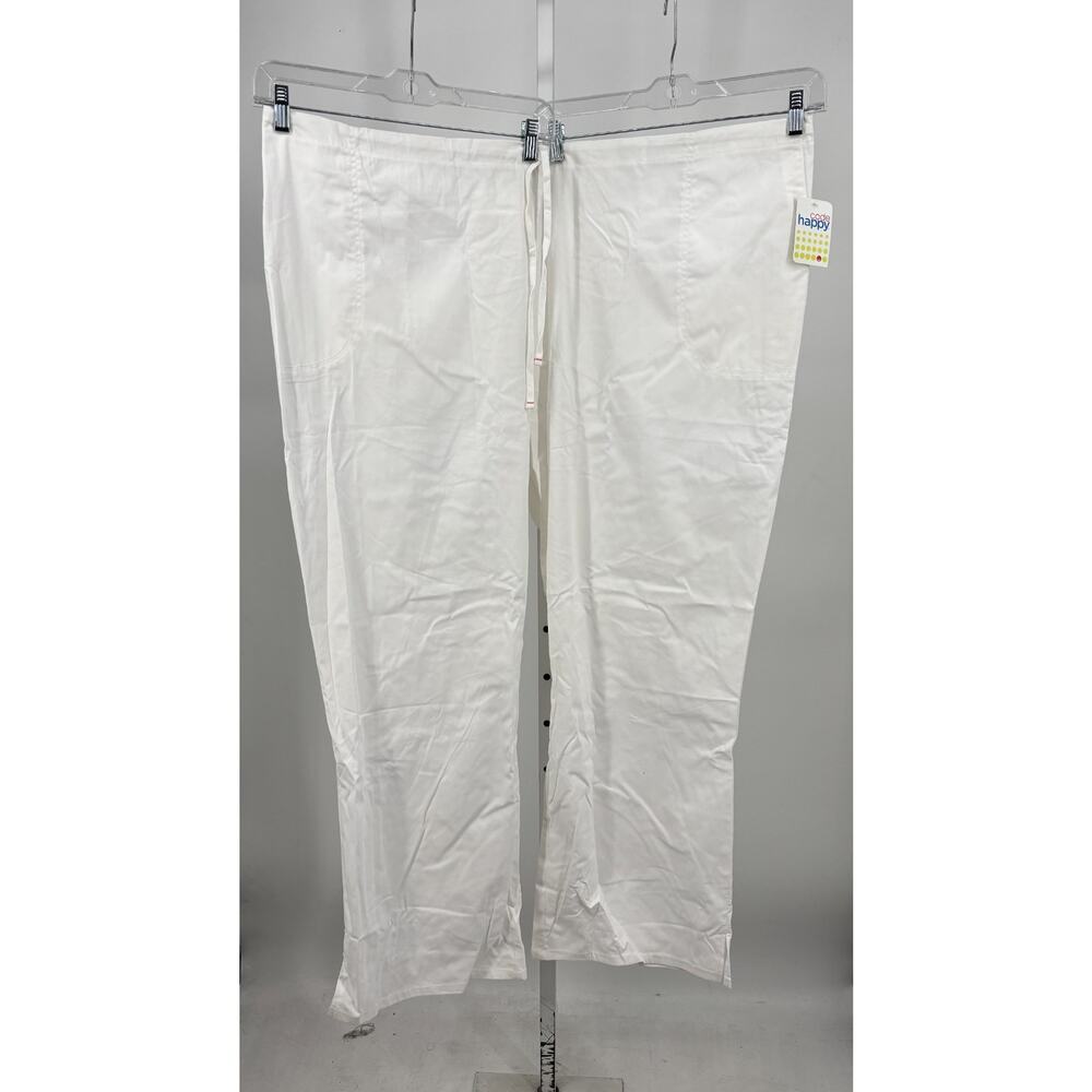 Code Happy Cloud Nine Mid Rise Moderate Flare Leg Scrub Pants Womens 5XL White